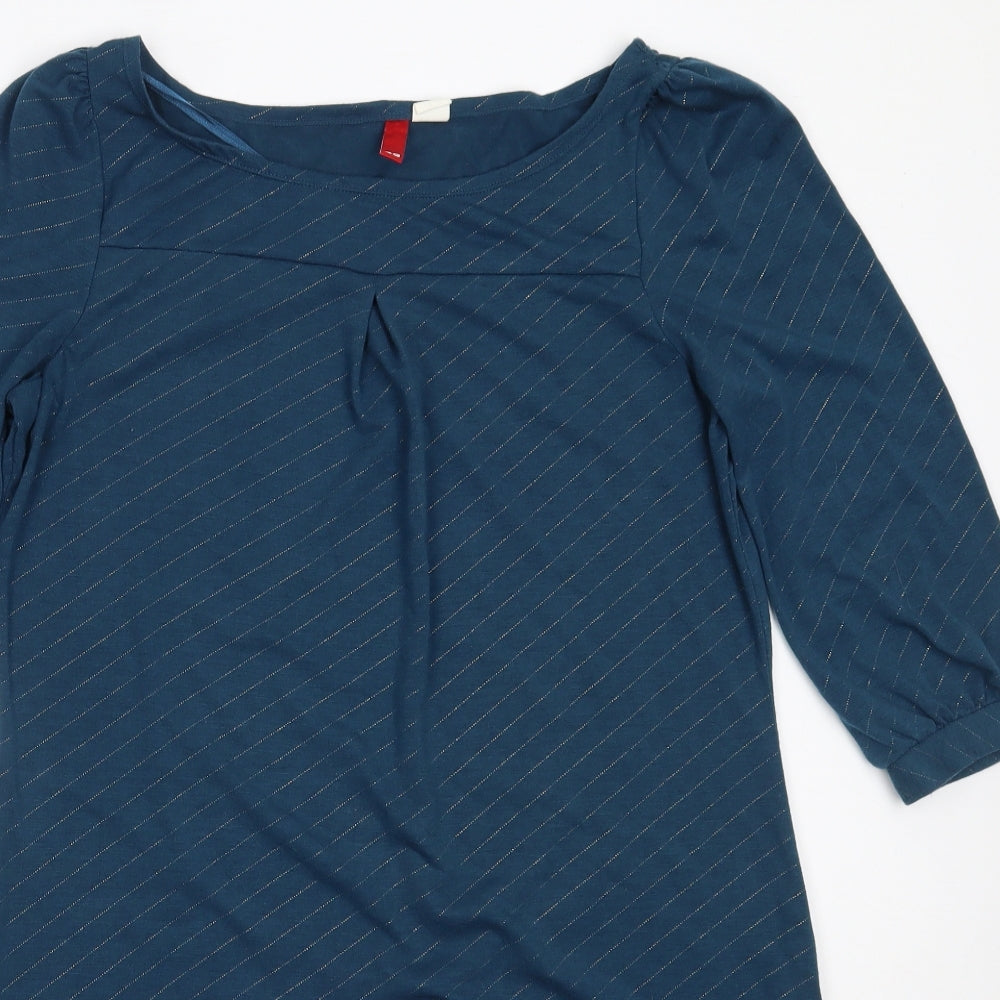 H&M Womens Blue  Polyester Shift  Size 40  Round Neck
