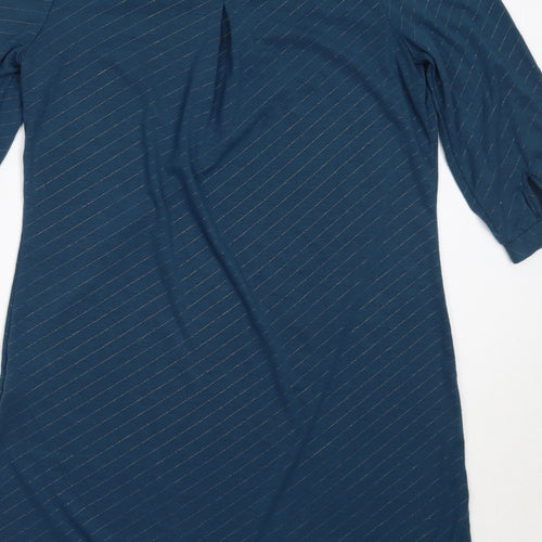 H&M Womens Blue  Polyester Shift  Size 40  Round Neck