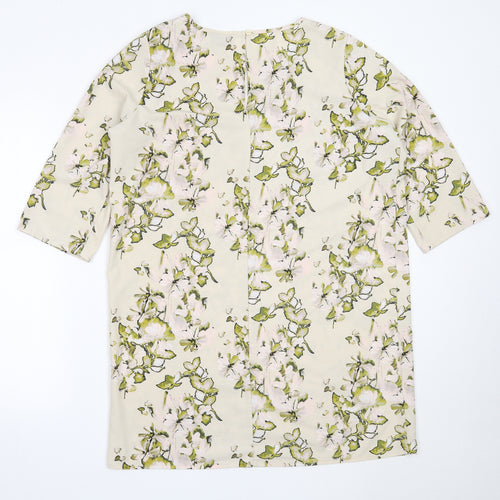 VILA Womens Ivory Floral Polyester Tunic Blouse Size M Round Neck