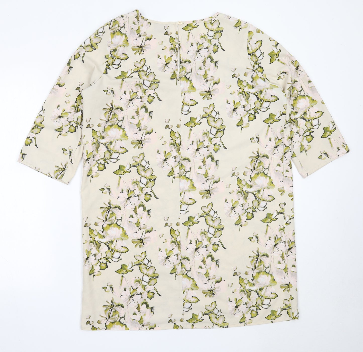 VILA Womens Ivory Floral Polyester Tunic Blouse Size M Round Neck