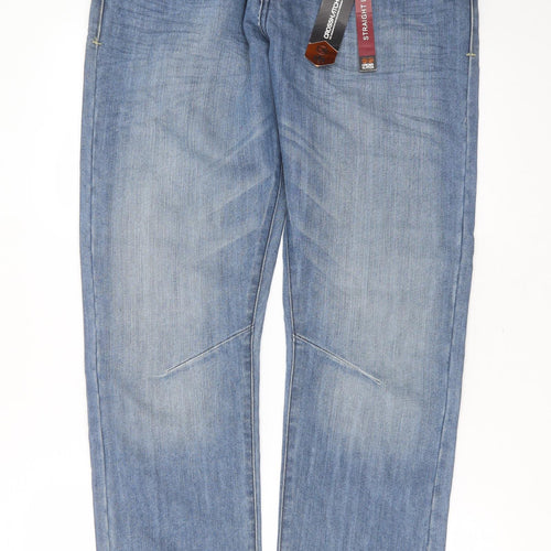 Crosshatch Mens Blue  Cotton Straight Jeans Size 34 in L32 in Regular Button