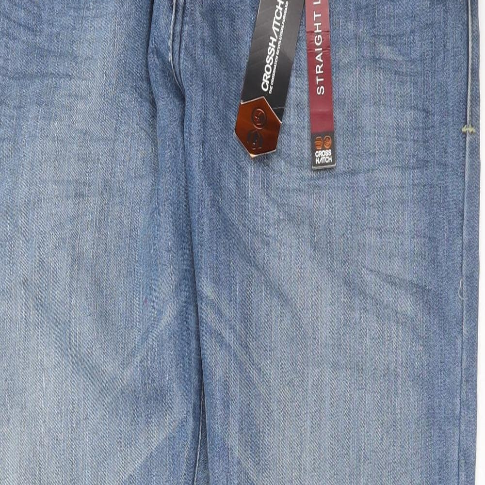 Crosshatch Mens Blue  Cotton Straight Jeans Size 34 in L32 in Regular Button