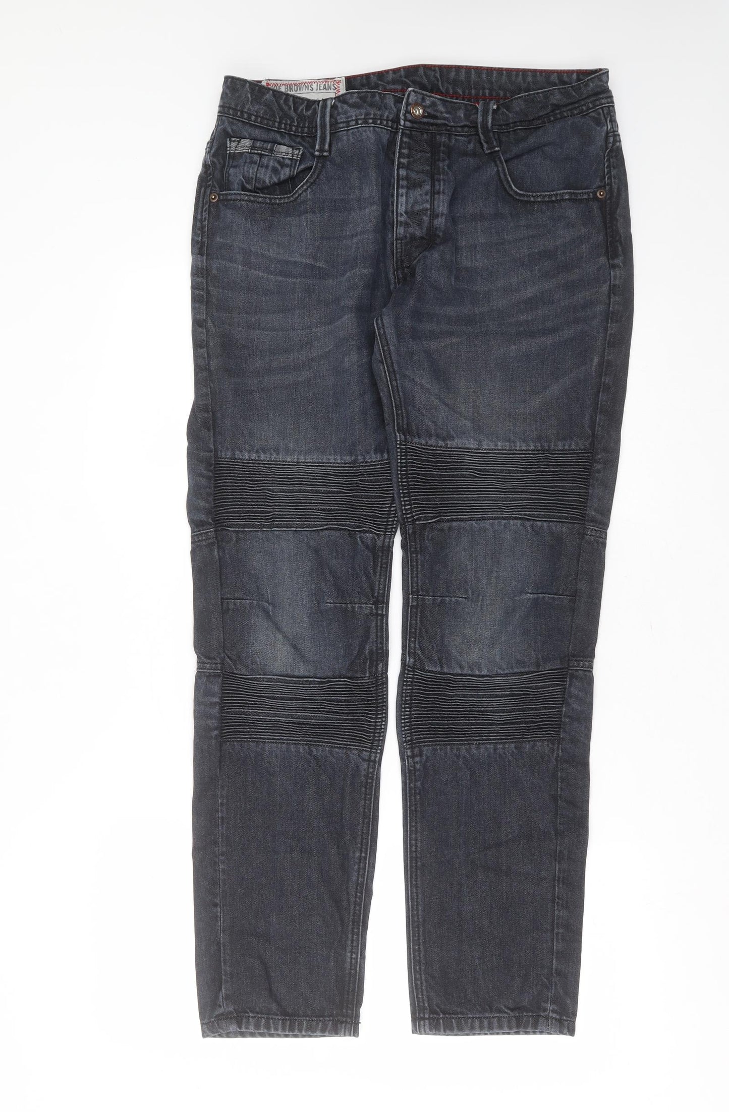 Joe Browns Mens Blue  Cotton Straight Jeans Size 32 in L30 in Regular Button