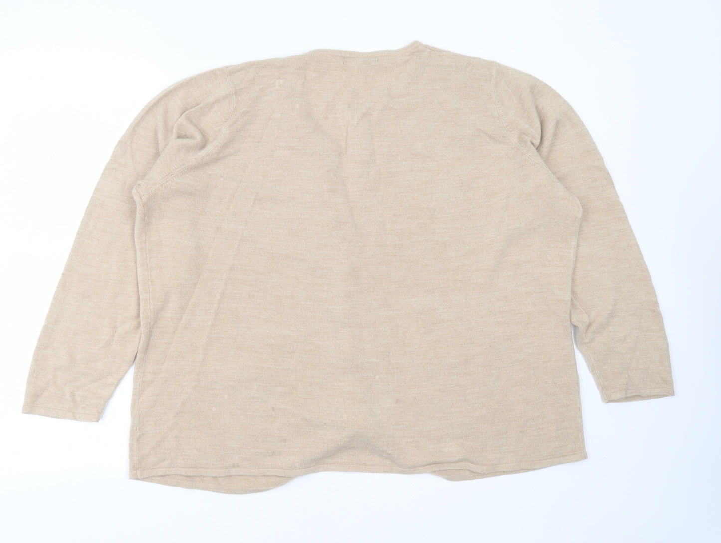 Bonmarché Womens Beige Round Neck  Acrylic Cardigan Jumper Size XL