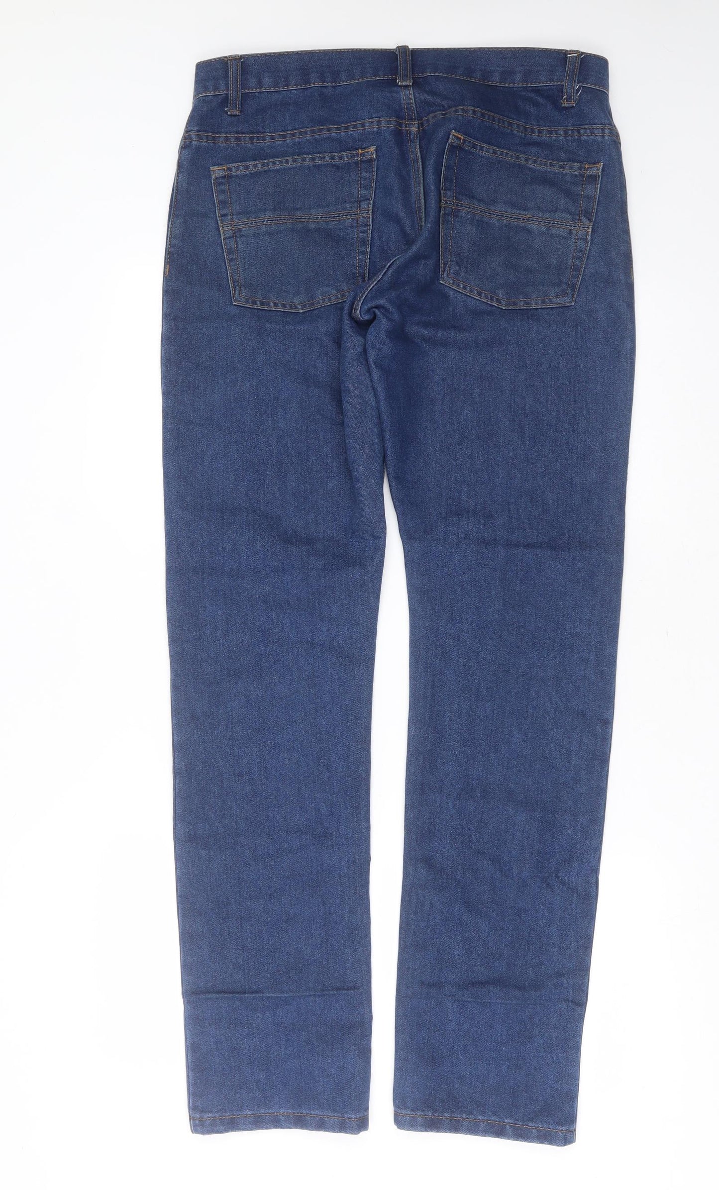 Primark Mens Blue  Cotton Straight Jeans Size 32 in L34 in Regular Zip