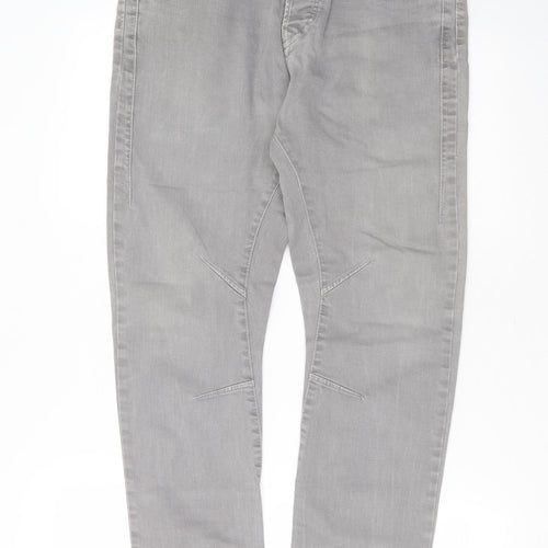 JACK & JONES Mens Grey  Cotton Tapered Jeans Size 33 in L32 in Regular Button