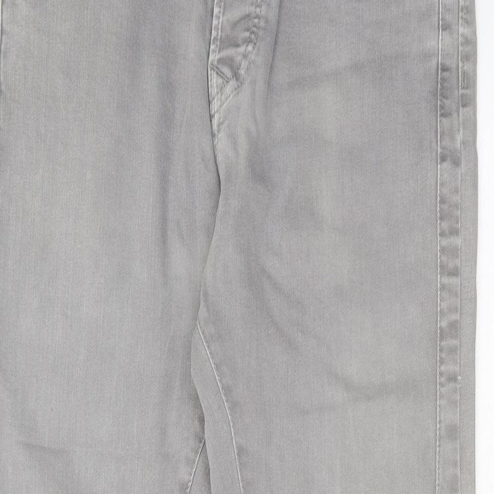 JACK & JONES Mens Grey  Cotton Tapered Jeans Size 33 in L32 in Regular Button