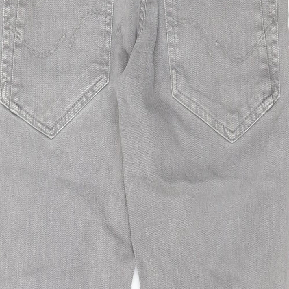 JACK & JONES Mens Grey  Cotton Tapered Jeans Size 33 in L32 in Regular Button