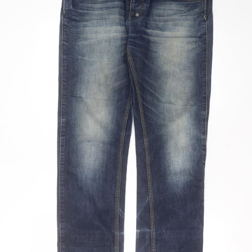 Tokyo Laundry Mens Blue  Cotton Straight Jeans Size 34 in L32 in Regular Button