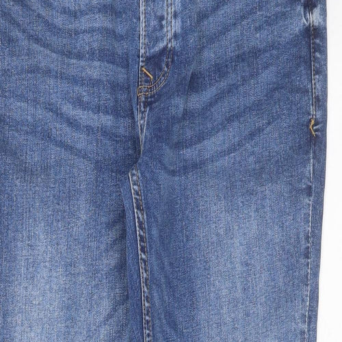 Topman Mens Blue  Cotton Skinny Jeans Size 34 in L28 in Extra-Slim Button - cropped leg