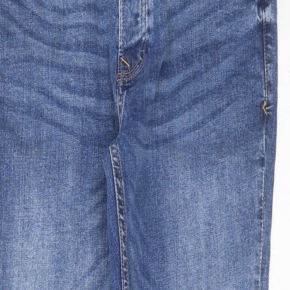 Topman Mens Blue  Cotton Skinny Jeans Size 34 in L28 in Extra-Slim Button - cropped leg