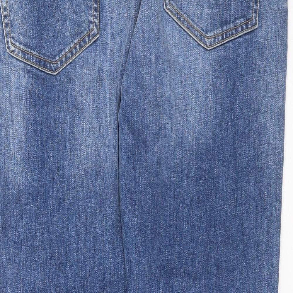 Topman Mens Blue  Cotton Skinny Jeans Size 34 in L28 in Extra-Slim Button - cropped leg