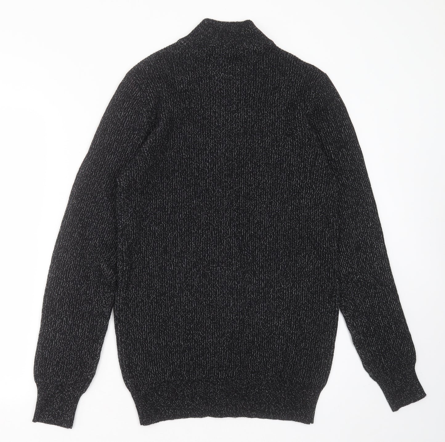 PEP&Co Mens Black High Neck  Cotton Full Zip Jumper Size M