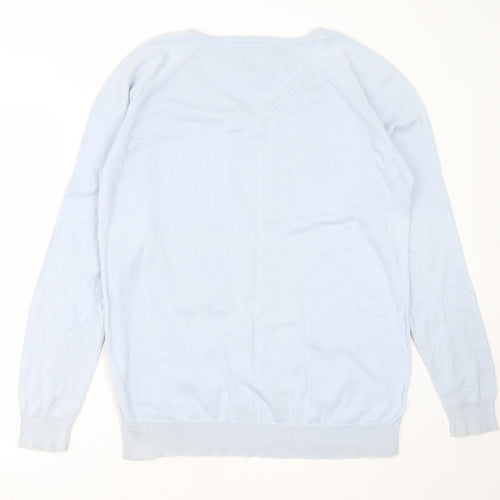 Urban Vintage  Mens Blue V-Neck  Cotton Pullover Jumper Size XL