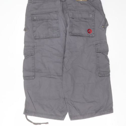 AIRWALK Mens Grey  Cotton Cargo Trousers Size M L20 in Regular Zip - cropped