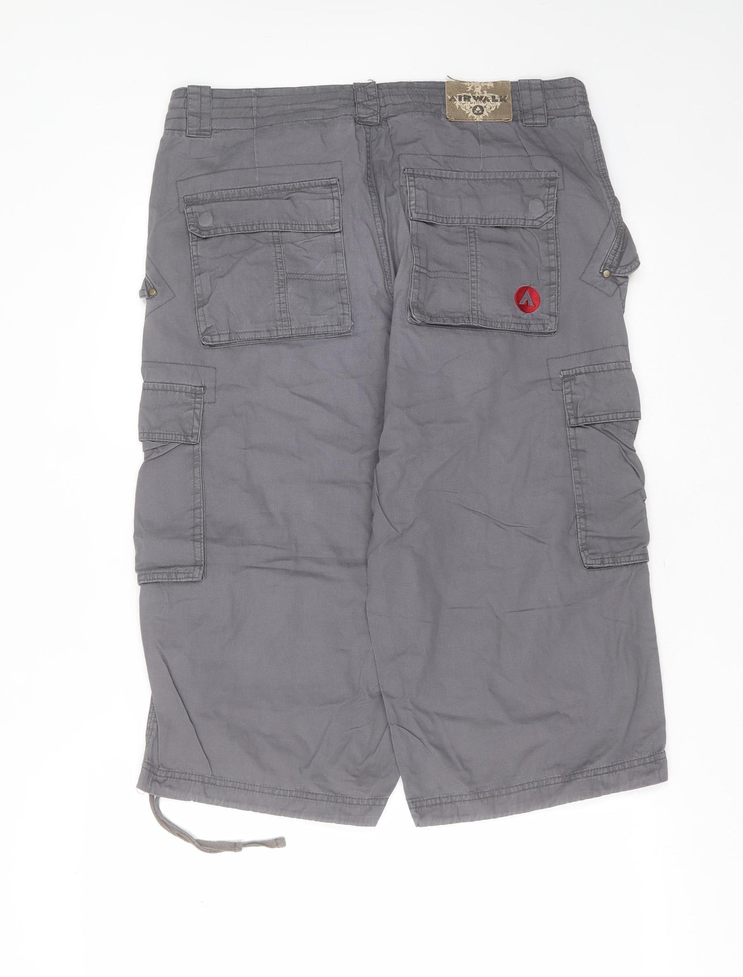 AIRWALK Mens Grey  Cotton Cargo Trousers Size M L20 in Regular Zip - cropped