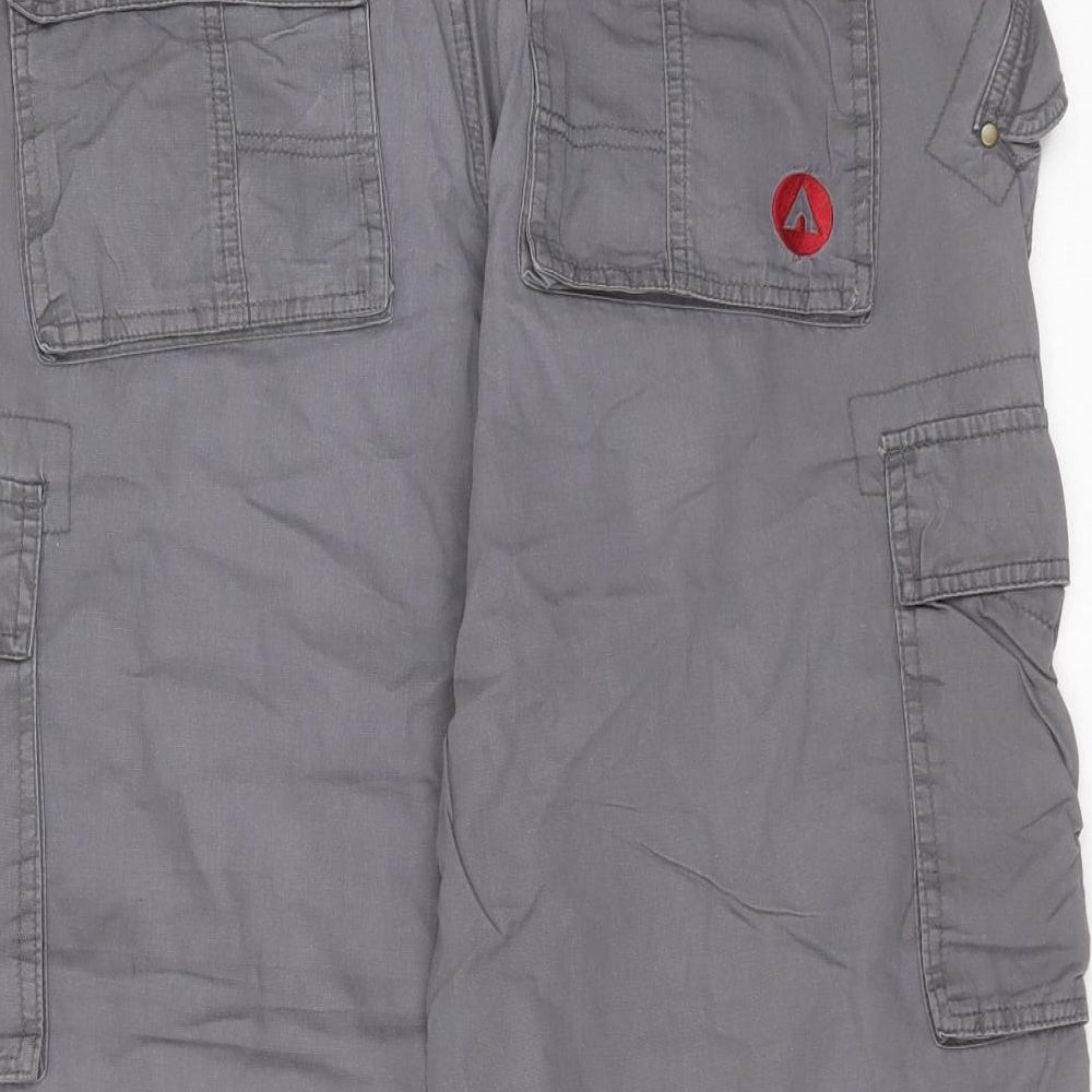 AIRWALK Mens Grey  Cotton Cargo Trousers Size M L20 in Regular Zip - cropped