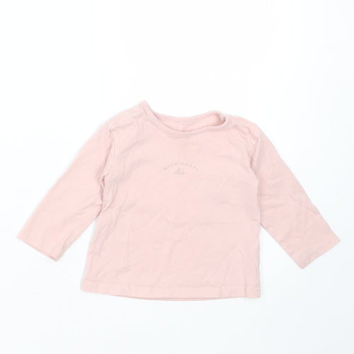 George Girls Pink  Cotton Basic T-Shirt Size 6-9 Months Round Neck  - Wide Awake