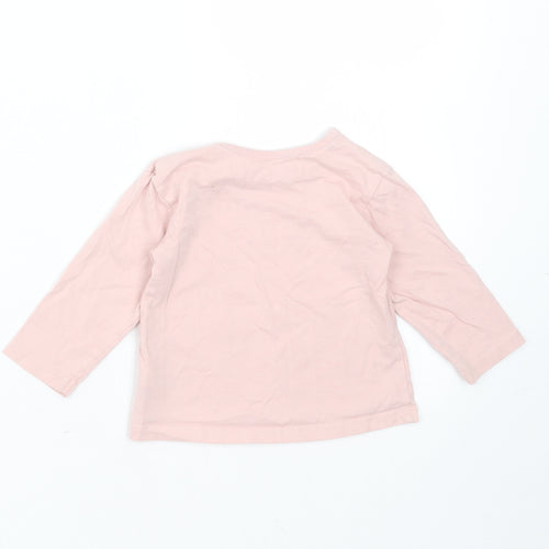 George Girls Pink  Cotton Basic T-Shirt Size 6-9 Months Round Neck  - Wide Awake