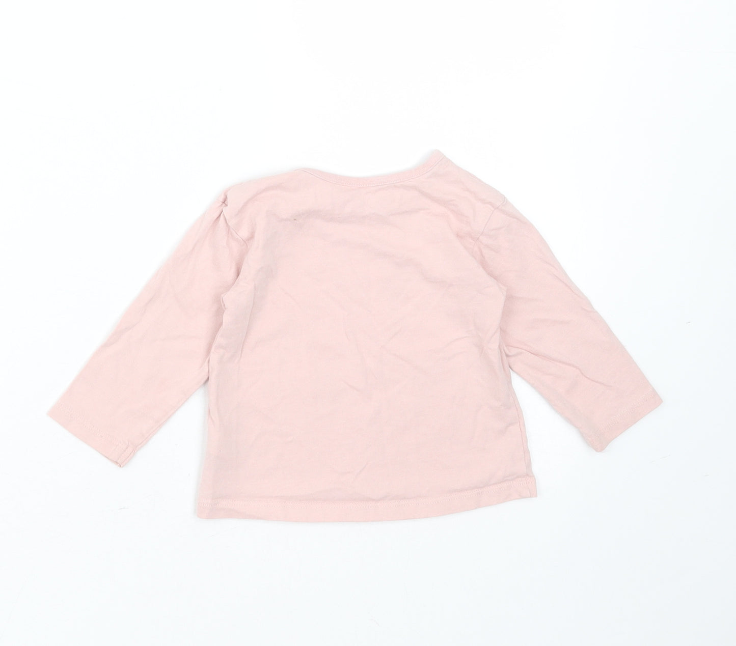 George Girls Pink  Cotton Basic T-Shirt Size 6-9 Months Round Neck  - Wide Awake