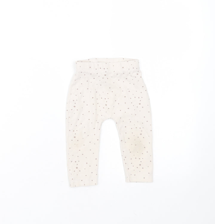 George Girls Beige Spotted Cotton  Trousers Size 6-9 Months   - leggings