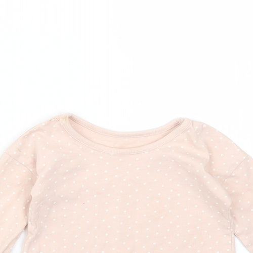 George Girls Pink Spotted Cotton Basic T-Shirt Size 6-9 Months Round Neck