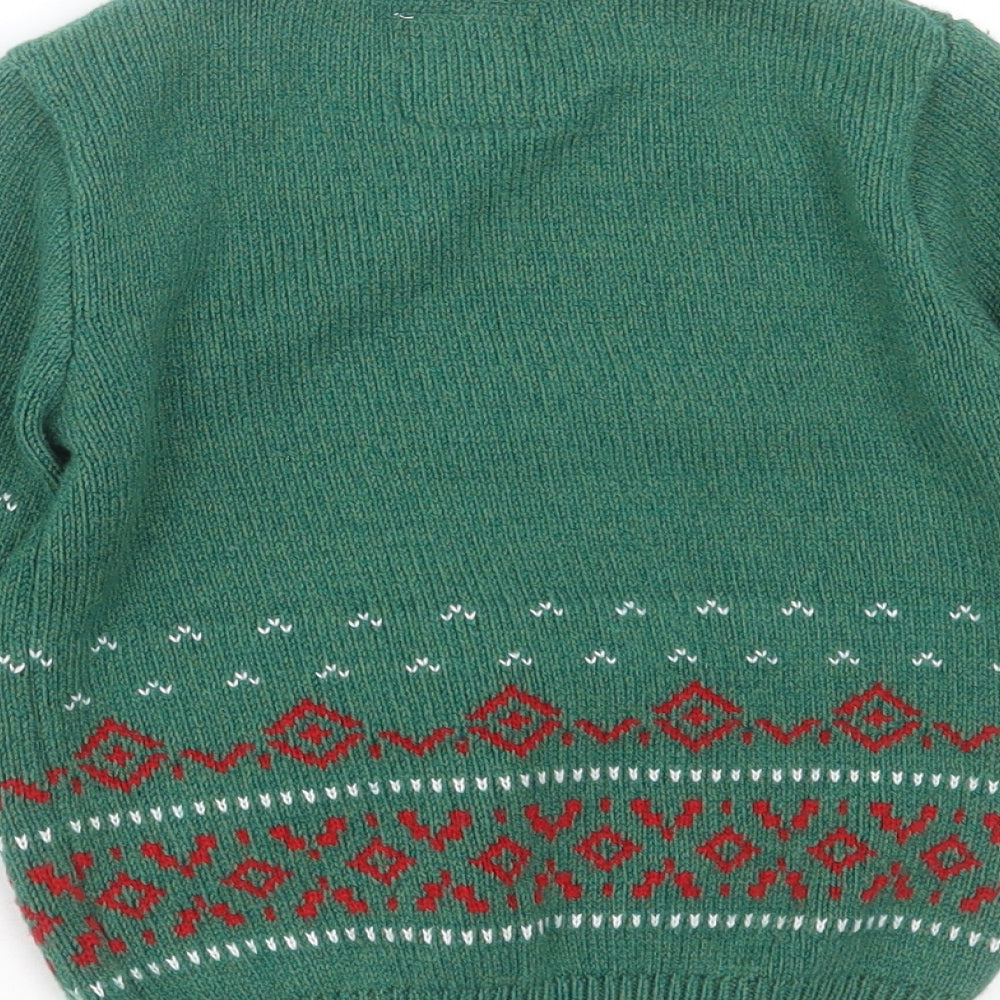 George Boys Green Round Neck Geometric Acrylic Pullover Jumper Size 3-4 Years   - christmas jumper