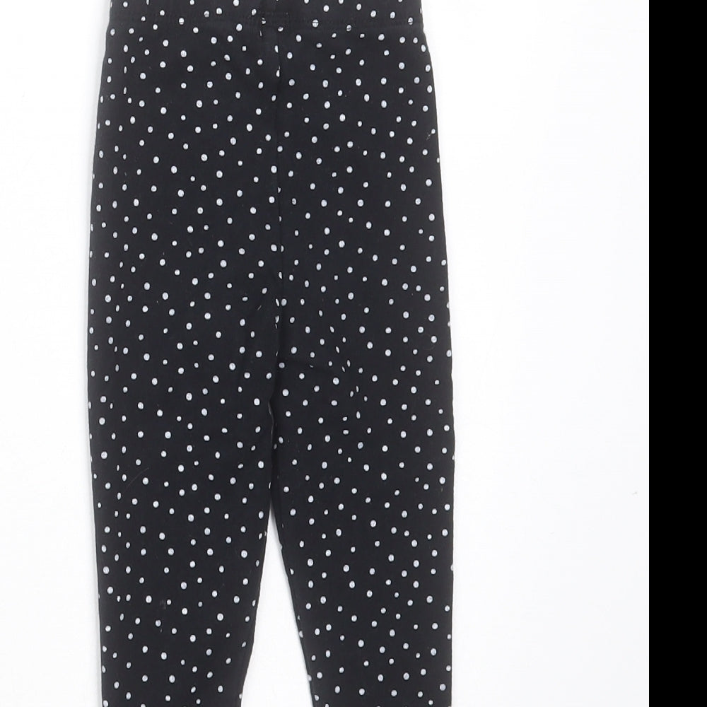 SoulCal&Co Girls Black Polka Dot Cotton Carrot Trousers Size 2-3 Years  Extra-Slim  - leggings