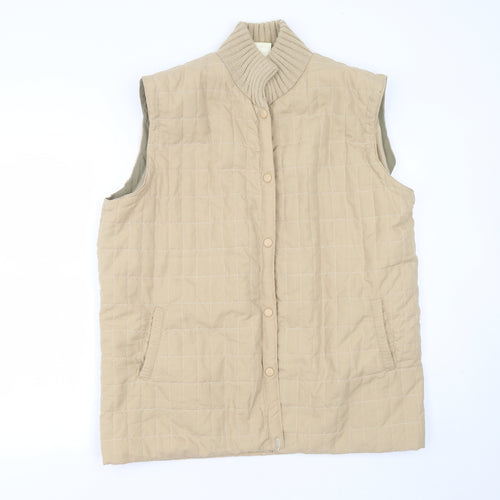 Damart Mens Beige Check  Gilet Jacket Size L  Button - bodywarmer