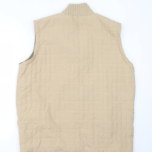 Damart Mens Beige Check  Gilet Jacket Size L  Button - bodywarmer