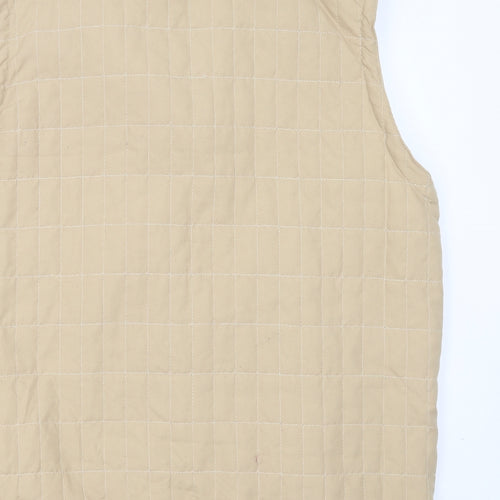 Damart Mens Beige Check  Gilet Jacket Size L  Button - bodywarmer