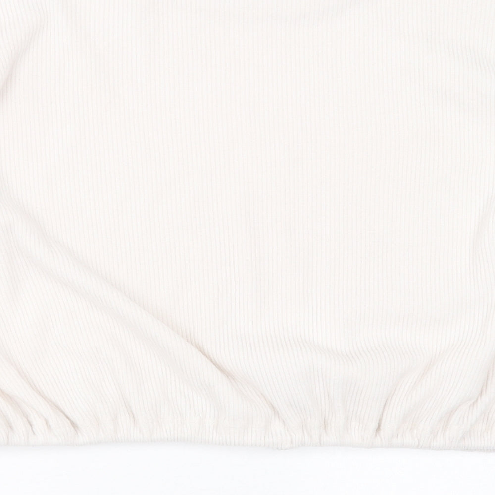 JEFF & CO Womens Ivory Round Neck Striped Polyester Pullover Jumper Size 14