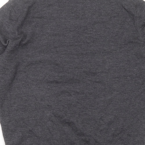Fashion Friends Mens Grey V-Neck  Cotton Pullover Jumper Size M