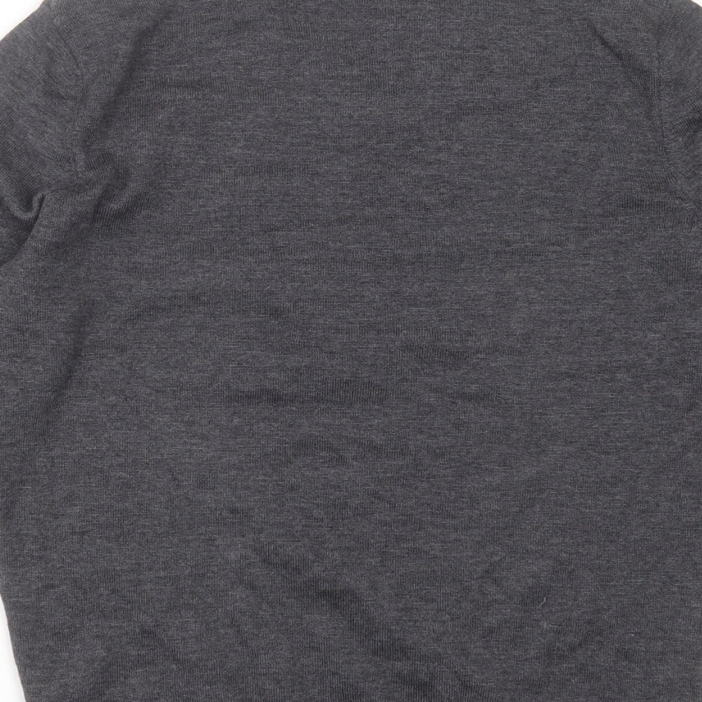 Fashion Friends Mens Grey V-Neck  Cotton Pullover Jumper Size M