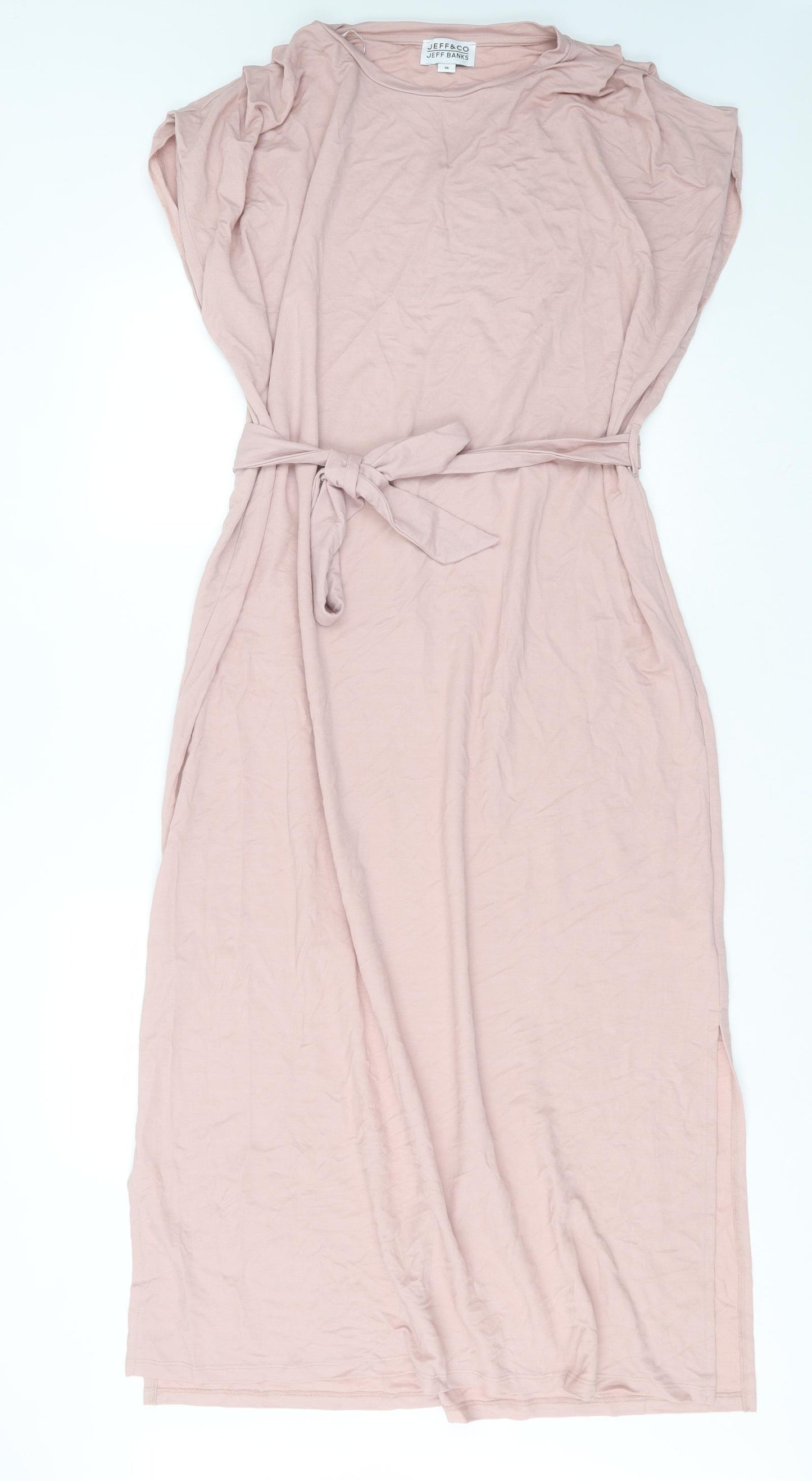 Jeff Banks Womens Pink  Viscose Maxi  Size 16  Round Neck
