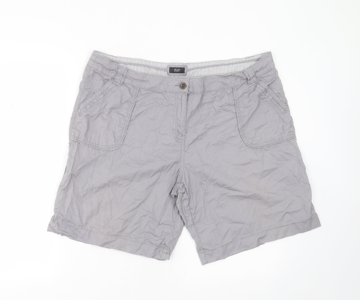 F&F Womens Grey  Cotton Bermuda Shorts Size 20 L9 in Regular
