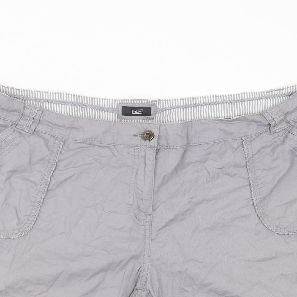 F&F Womens Grey  Cotton Bermuda Shorts Size 20 L9 in Regular
