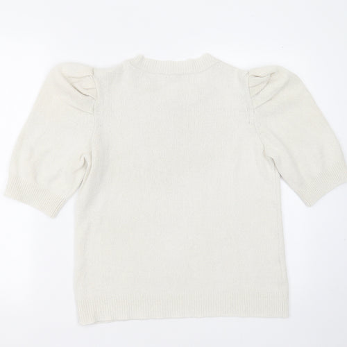 NEXT Womens Ivory Round Neck  Cotton Pullover Jumper Size 10