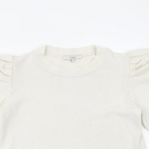 NEXT Womens Ivory Round Neck  Cotton Pullover Jumper Size 10