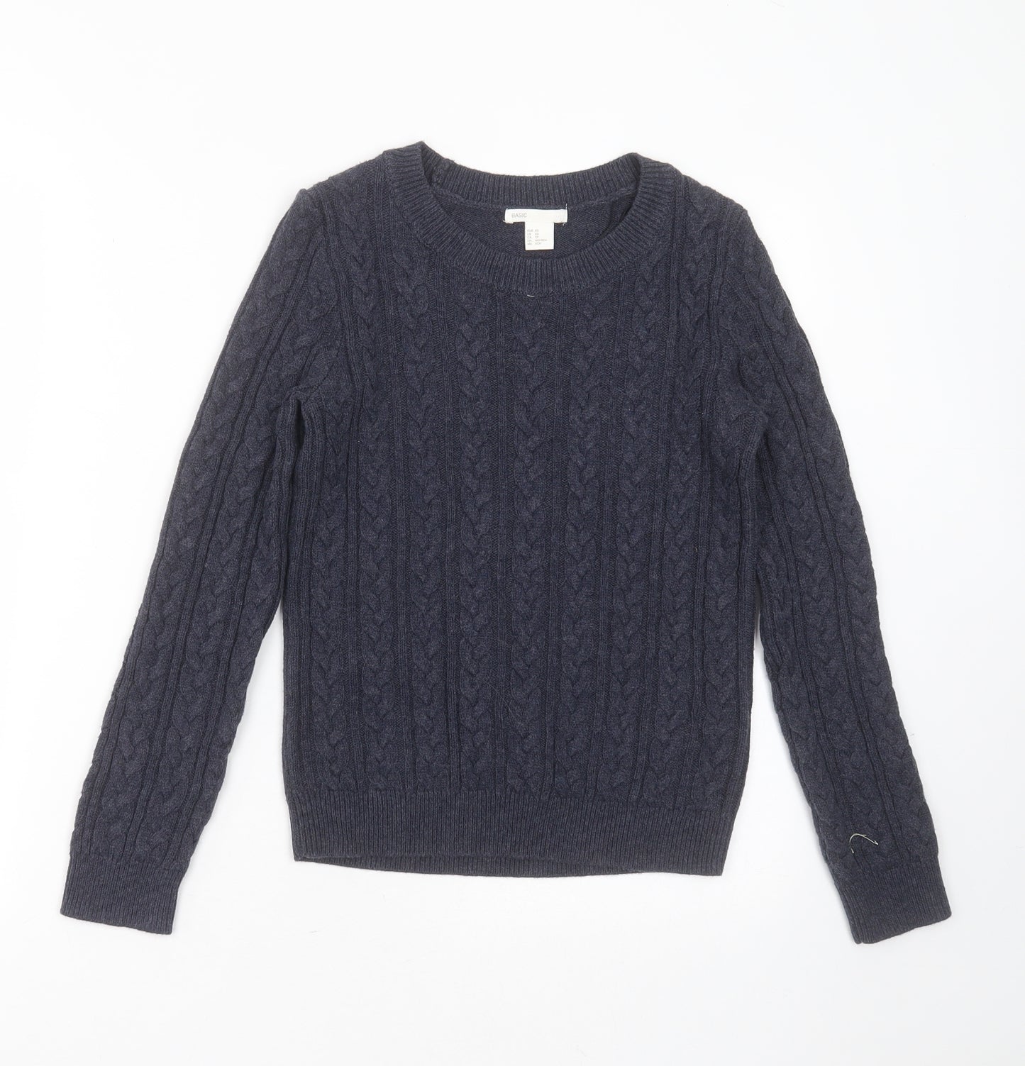 H&M Womens Blue Round Neck  Acrylic Pullover Jumper Size XS