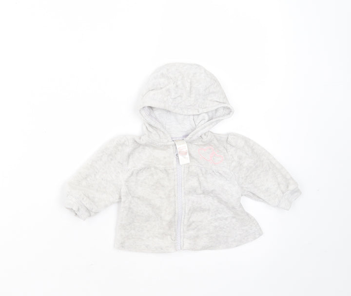 Baby Girls Grey Cotton Full Zip Jumper Size 3-6 Months Zip - hoodie