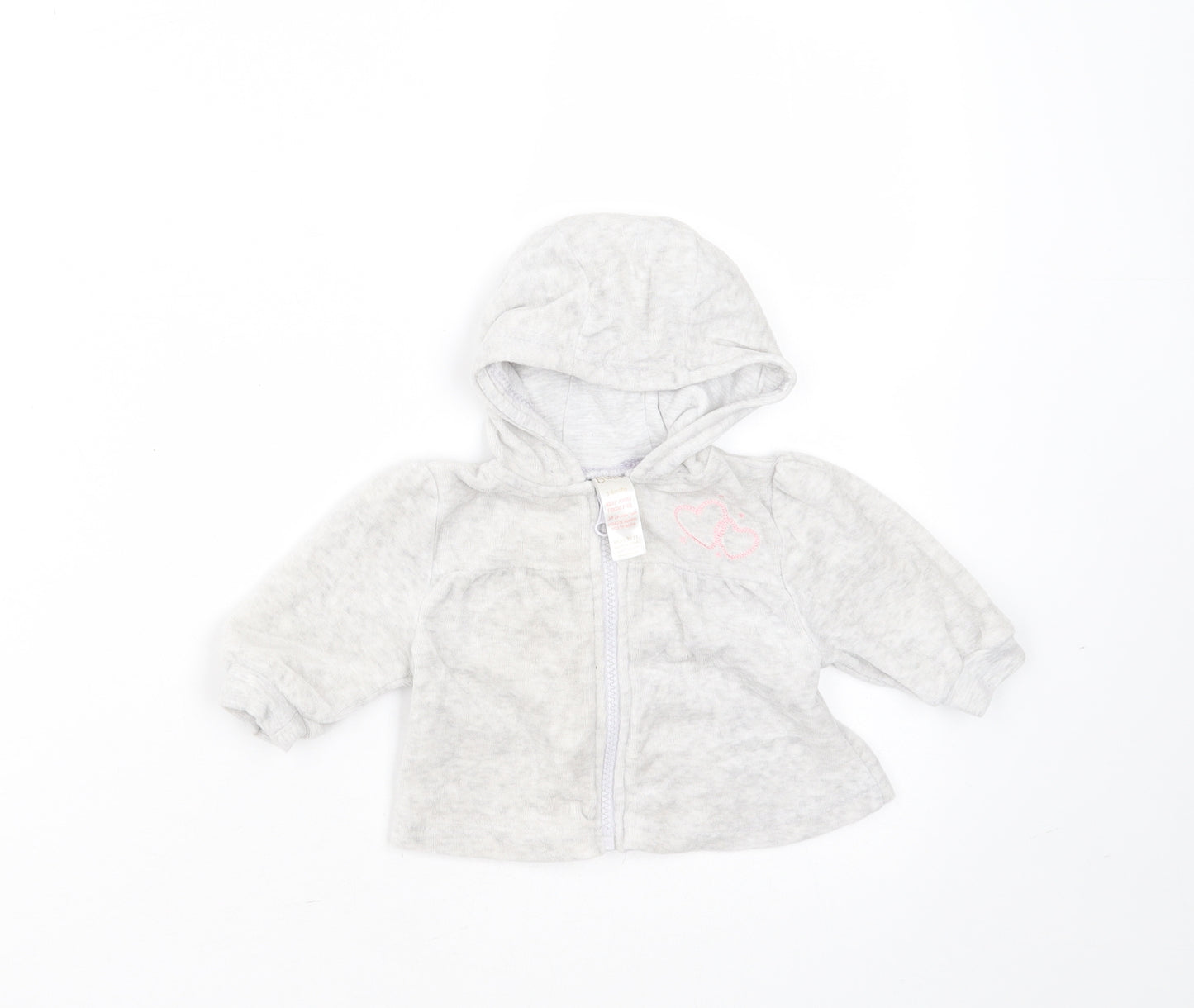 Baby Girls Grey  Cotton Full Zip Jumper Size 3-6 Months  Zip - hoodie
