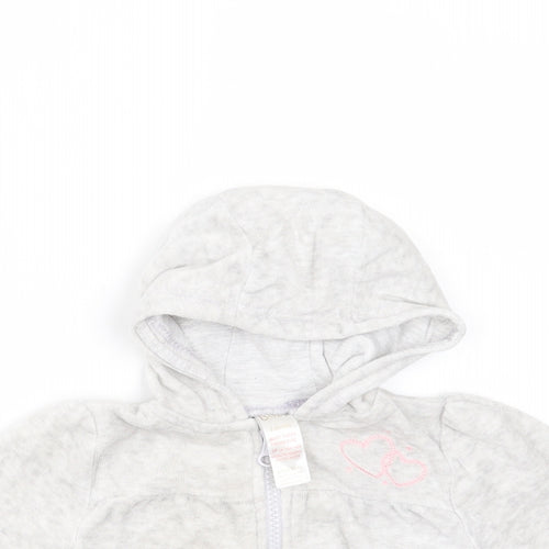 Baby Girls Grey  Cotton Full Zip Jumper Size 3-6 Months  Zip - hoodie