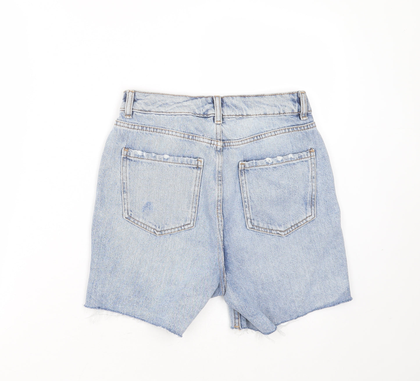 Primark Womens Blue  Cotton Cut-Off Shorts Size 6 L5 in Regular  - Distressed hem