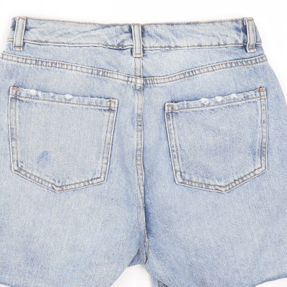 Primark Womens Blue  Cotton Cut-Off Shorts Size 6 L5 in Regular  - Distressed hem