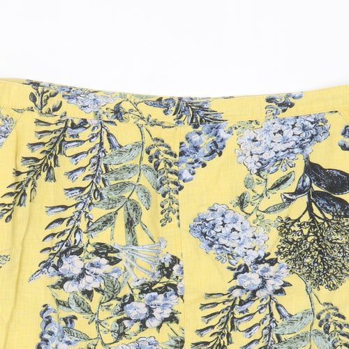 NEXT Womens Yellow Floral Linen Mini Skirt Size 20