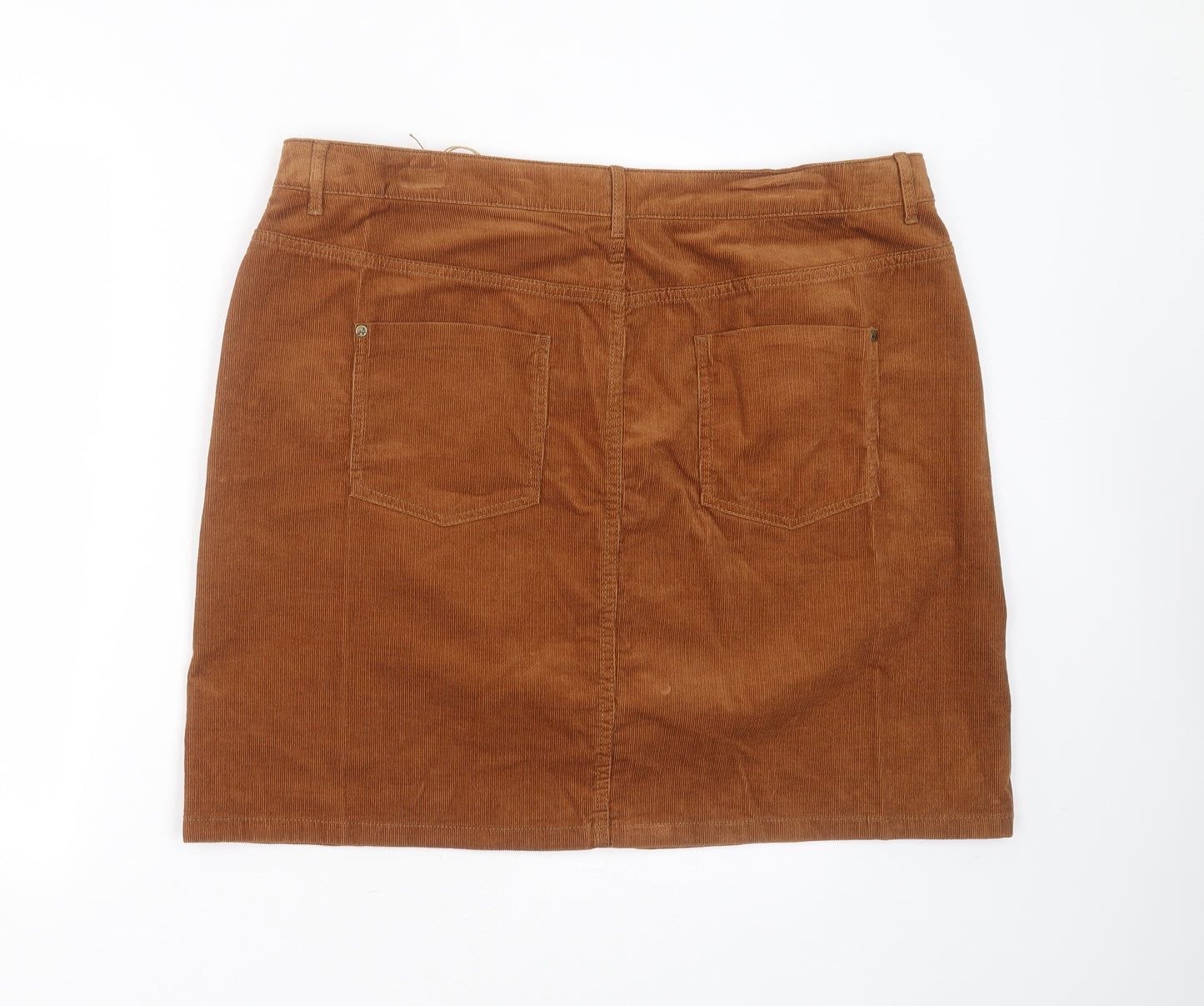 Marks and Spencer Womens Brown  Cotton Straight & Pencil Skirt Size 20   Button