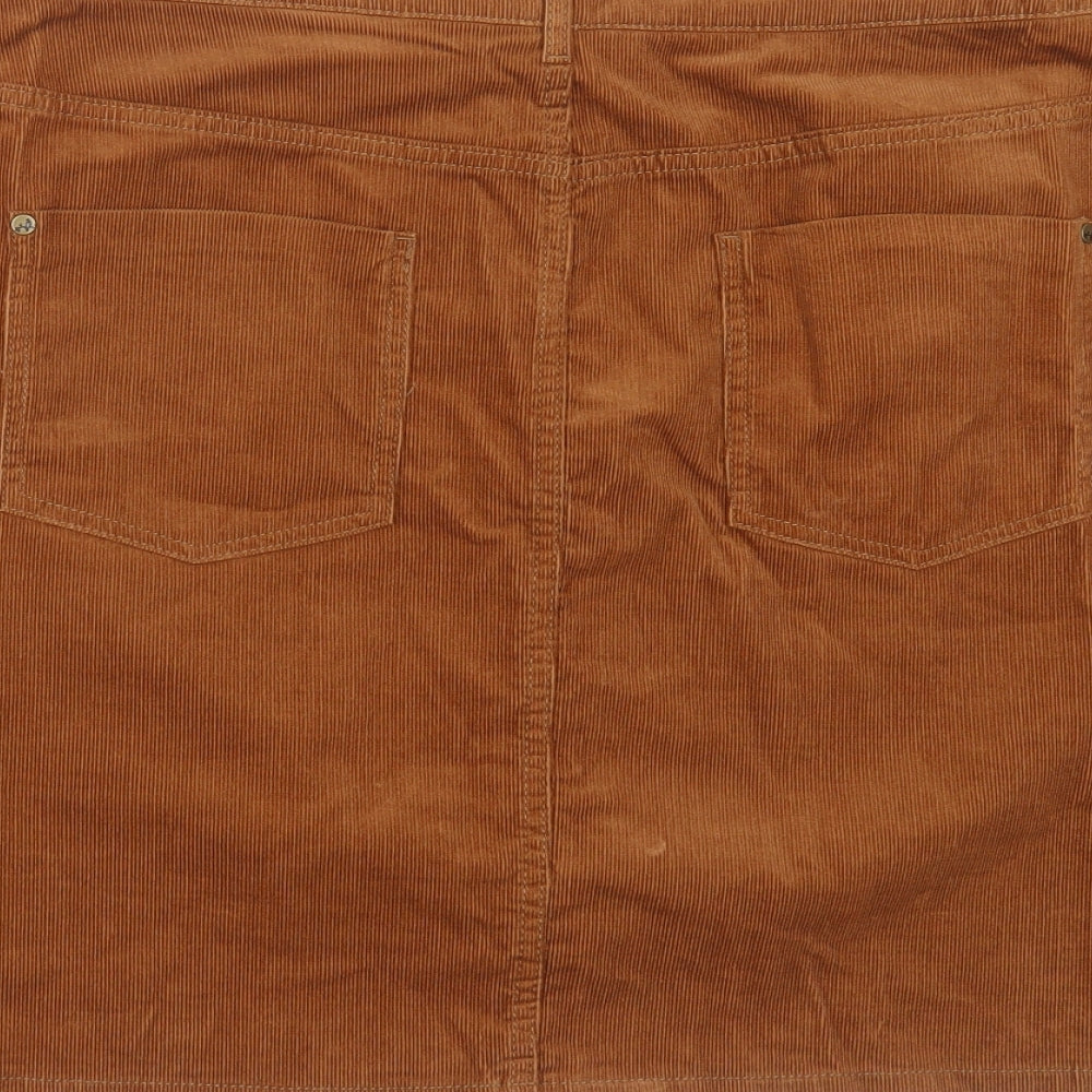 Marks and Spencer Womens Brown  Cotton Straight & Pencil Skirt Size 20   Button