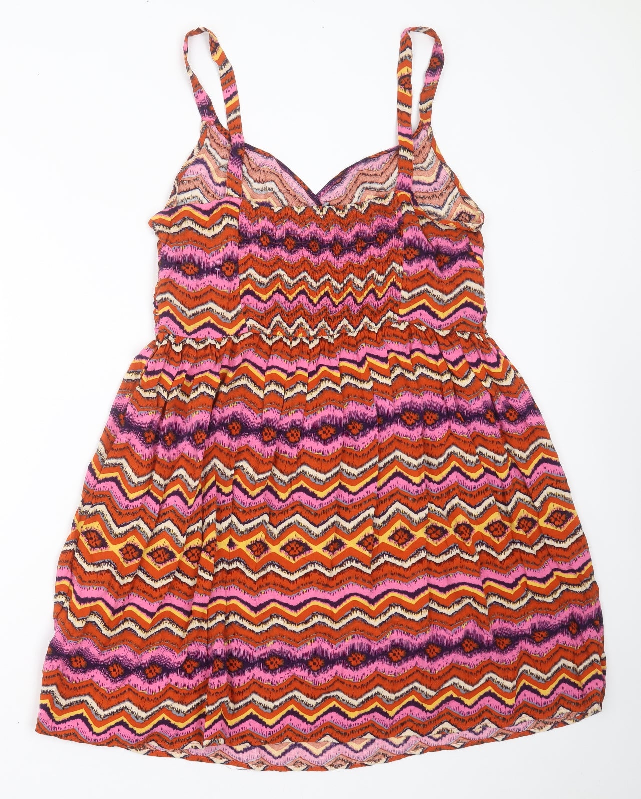Primark Womens Multicoloured Geometric Viscose Fit & Flare  Size 18  V-Neck