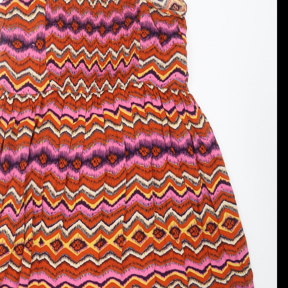 Primark Womens Multicoloured Geometric Viscose Fit & Flare  Size 18  V-Neck